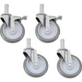 Global Equipment Nexel® Stainless Steel Stem Casters - Set of (4) 5" Polyurethane, (2) with Brakes 1200 Lb. Cap. CA5SBS